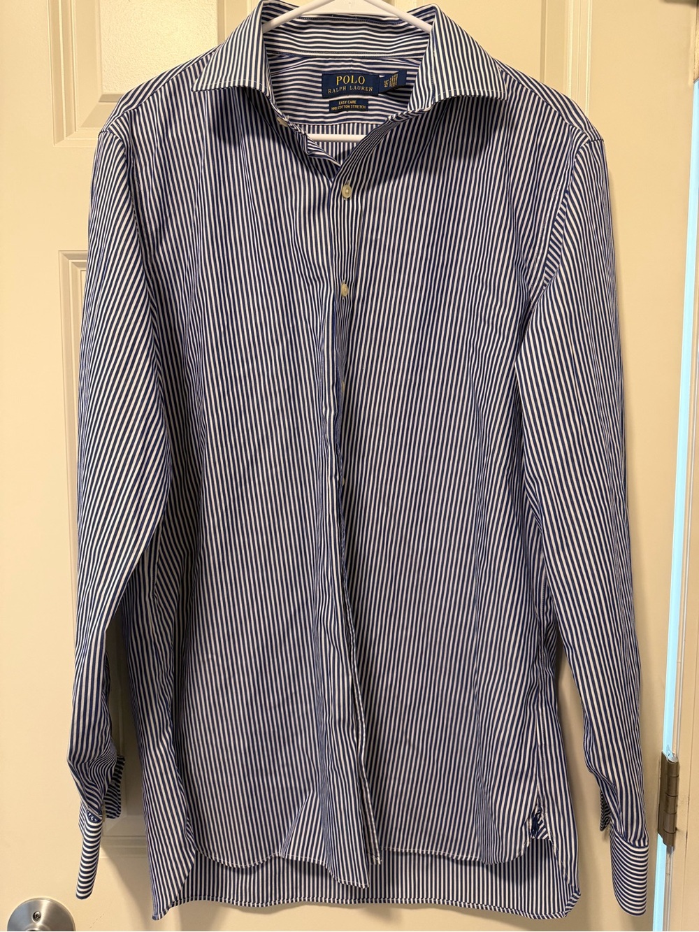 Polo by Ralph Lauren Navy and White Vertical Stripe Dress Shirt